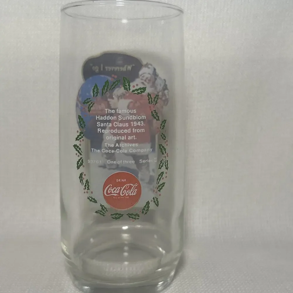 Set of 4 Christmas Coca Cola Haddon Sundblom Santa Clause Glasses Series 1 & 2